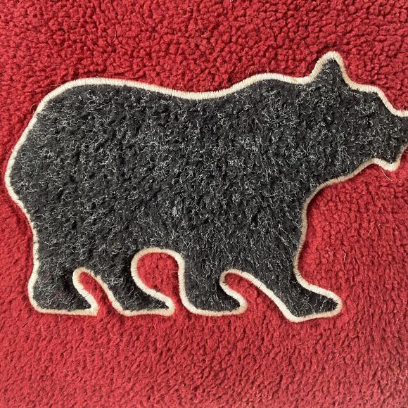 WOOLRICH HOME Vintage Throw Pillow 15" x 16" x 5" Black Red Plaid Bear Applique - Picture 2 of 7